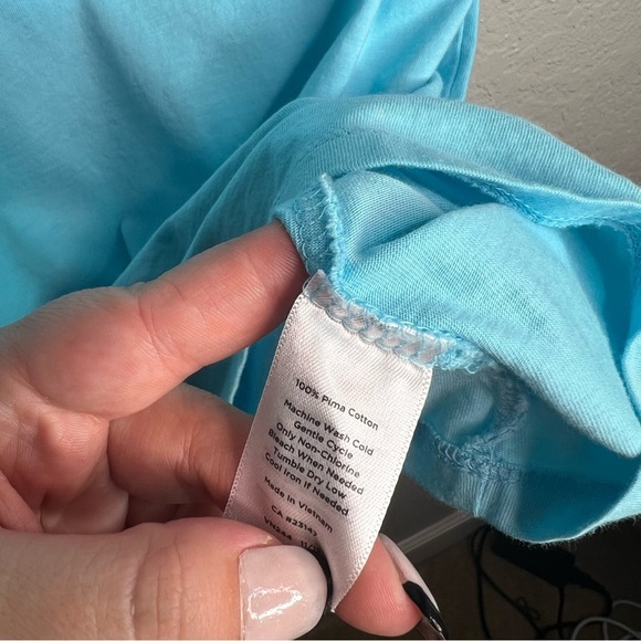 Talbots Blue Scalloped Prima Cotten Top - Picture 5 of 7